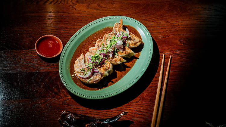 Birria gyoza at Kuma Cantina