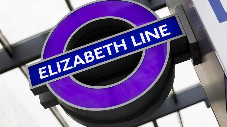 Elizabeth line sign in London Elizabeth line sign in London