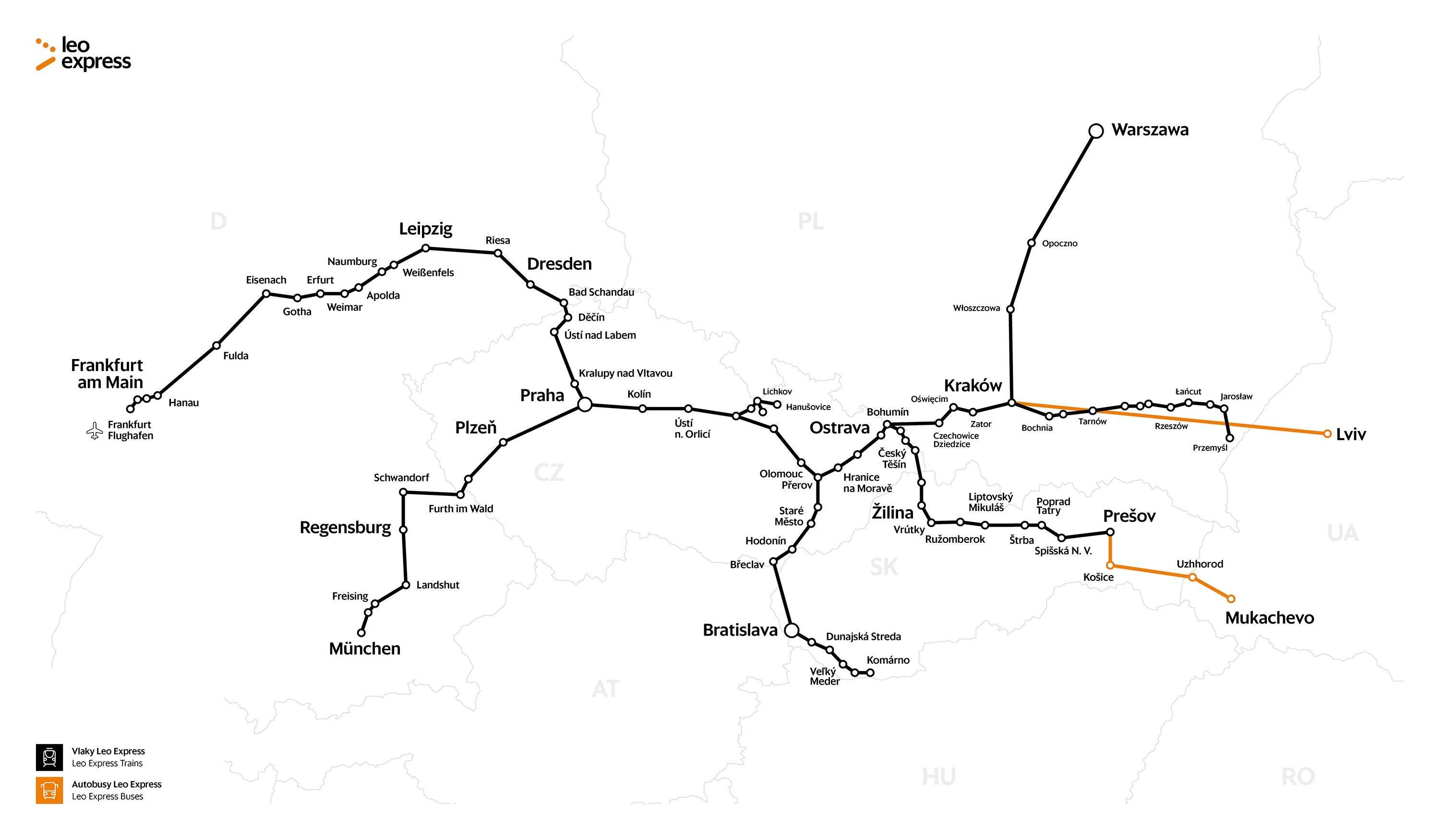 Leo Express&rsquo;s rail network