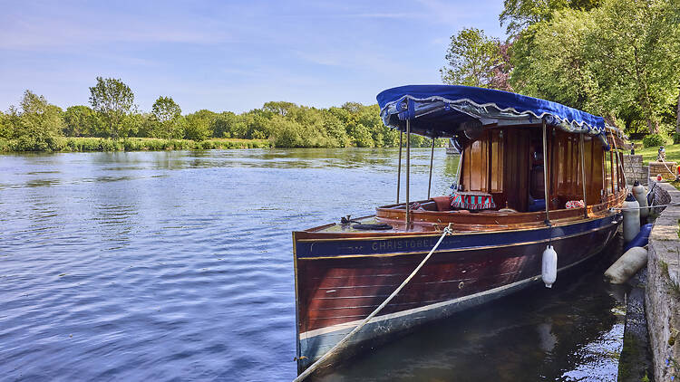 Boat on Thames hosting Fortnum and Mason picnics Boat on Thames hosting Fortnum and Mason picnics