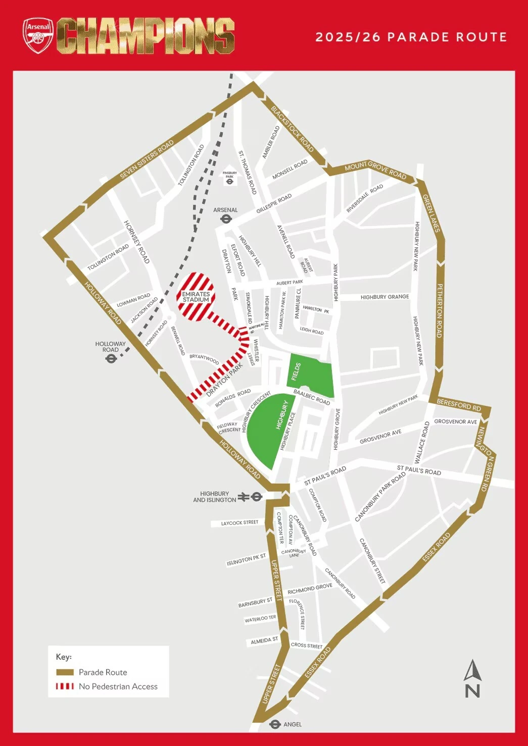 Arsenal FC 2026 title parade