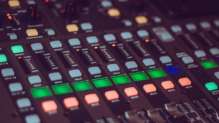 Stock image of a sound mixing board Stock image of a sound mixing board