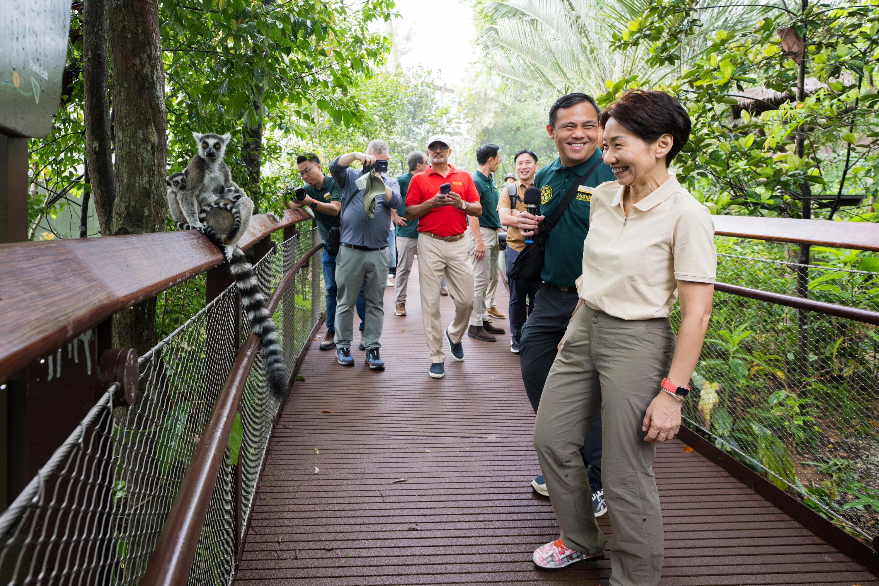 Minister Grace Fu at Lemur Land at Rainforest Wild Adventure East