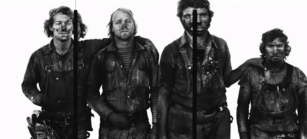 Roger Tims, Jim Duncan, Leonard Markley and Don Belak, coal miners, Reliance, Wyoming, August 29, 1979 &copy; The Richard Avedon Foundation