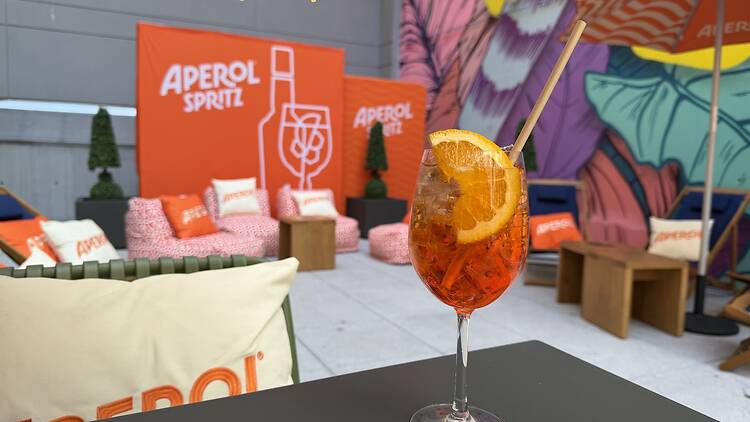 An Aperol spritz on the outdoor terrace