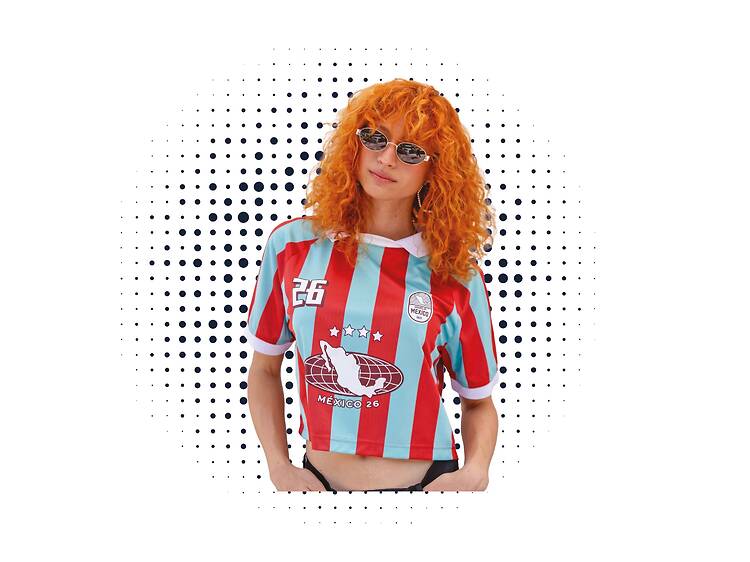 Camiseta croptop rojiverde Básicos'26