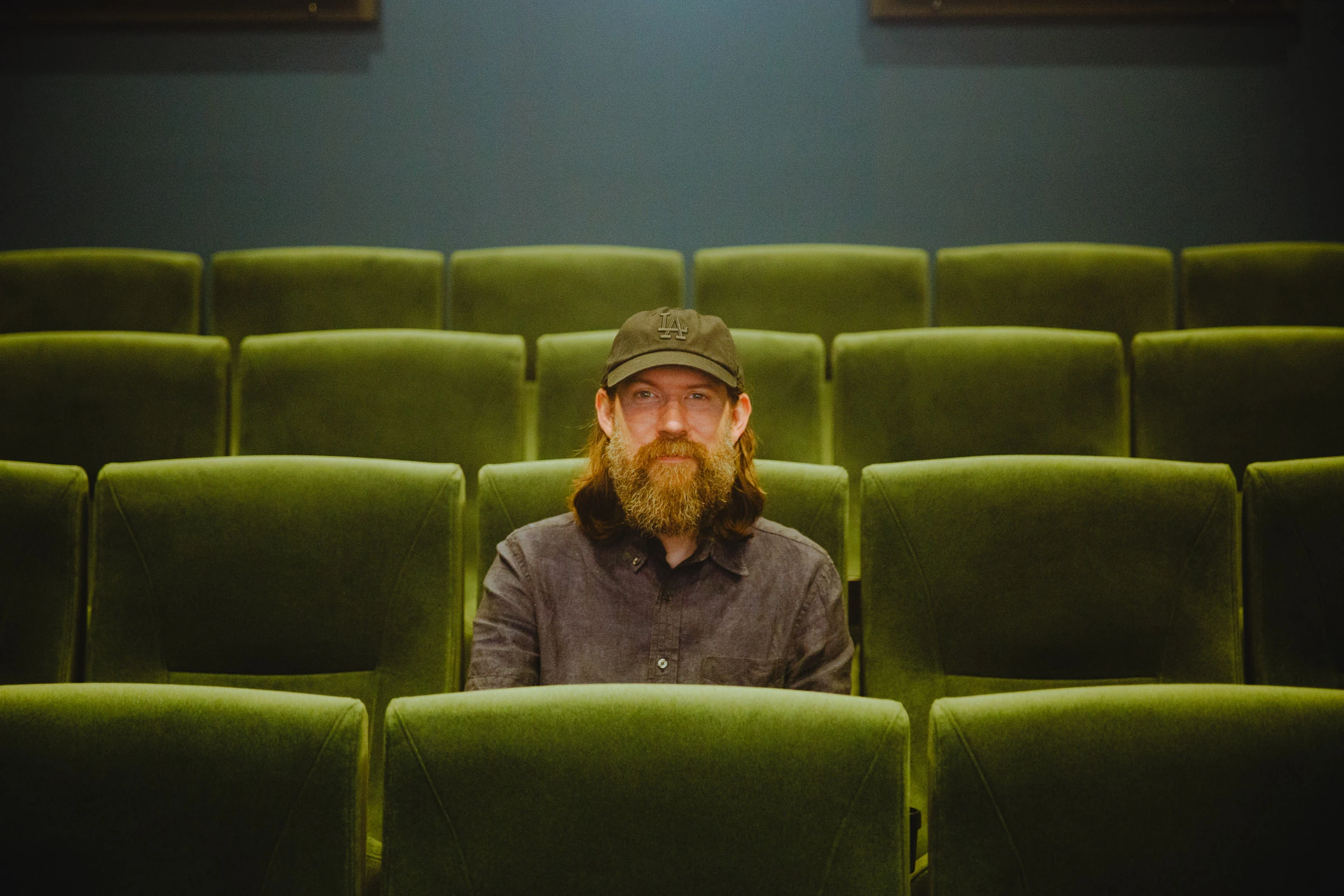 Founder Matthew Kelson in the screening room at CineYama