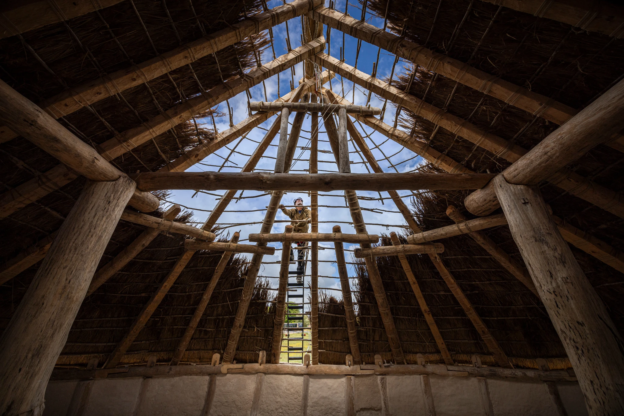 View of the roof from inside the Kusuma Neolithic hall