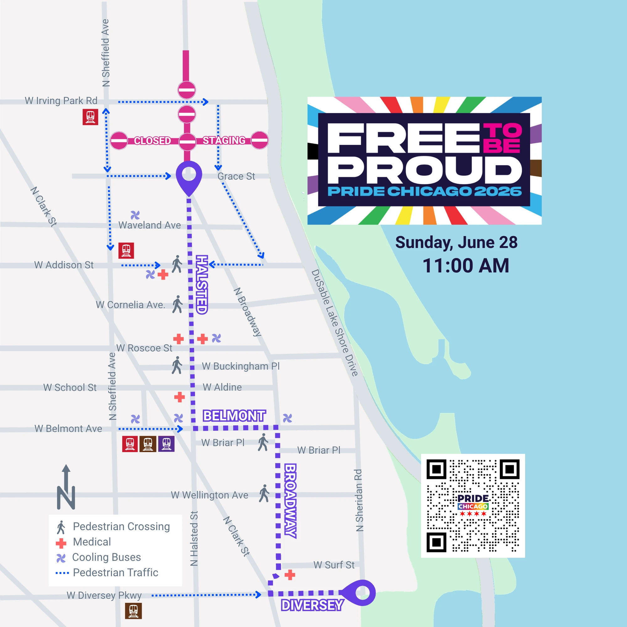 Chicago Pride Parade 2026 route map
