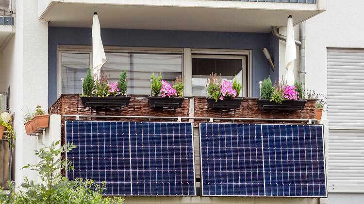 Solar panels on a balcony Solar panels on a balcony