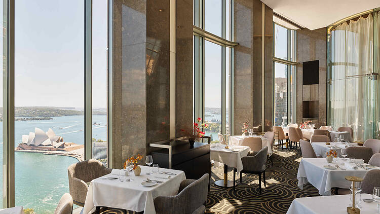 table settings at Altitude at Shangri-La Sydney overlooking Sydney harbour and Opera House