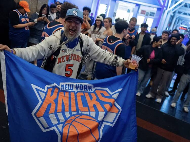 See videos of Knicks fans in NYC celebrating the team’s win in Game 1 of the NBA Finals