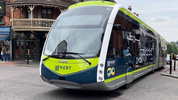 Render of proposed trackless tram for Hertfordshire 