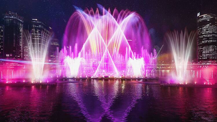 Brisbane Festival Light show over water