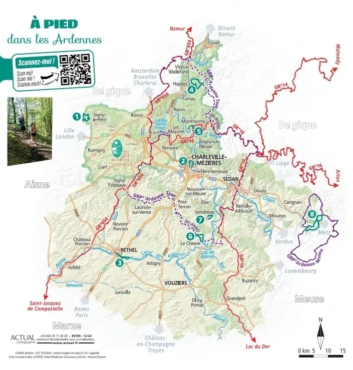 A map of the Ardennes hiking route