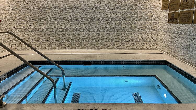 The hot tub in the women’s locker room at Guerlain Wellness Spa.