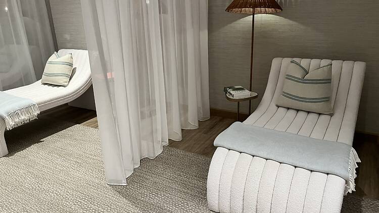 The waiting room at Guerlain Wellness Spa.