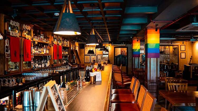 Sidecar's bar counter, hosting the most coveted seats