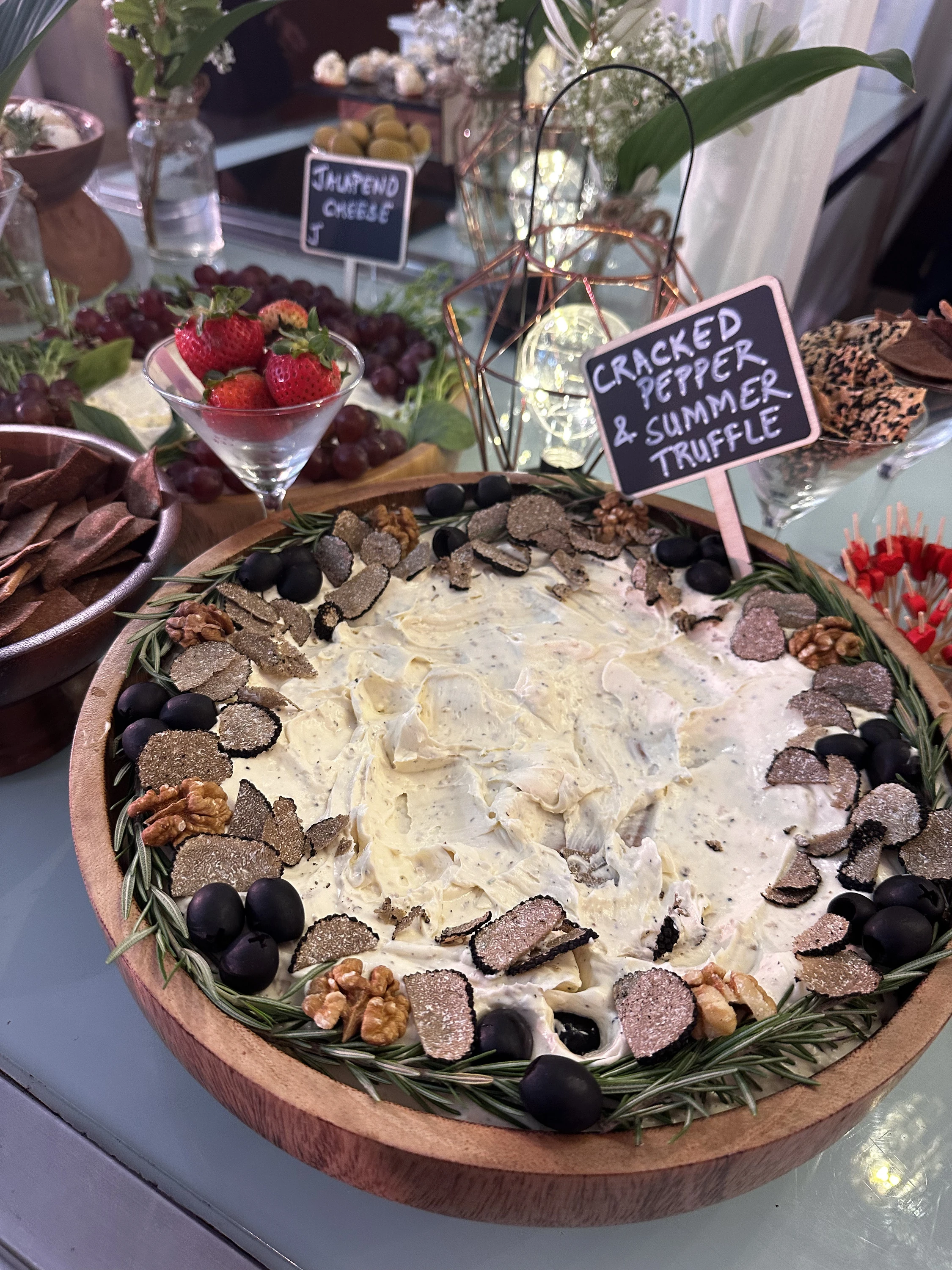 A cracked pepper and truffle cream cheese dish by Chef Harsh Shodhan