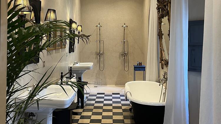 The bathroom in the suite at Riad Tarabel Marrakech