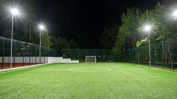 Lit soccer field at night Lit soccer field at night