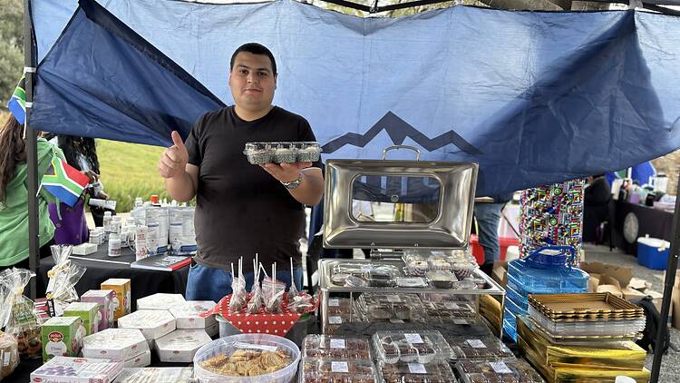 Irfan Genc selling his delicious baked goodies at a stall in Johannesburg 