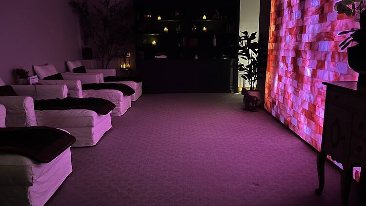 The spa’s relaxation lounge at Calamigos Ranch Resort & Spa