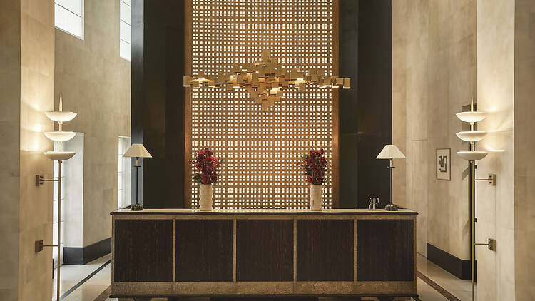 The lobby at The Carlton hotel in Milan, Italy