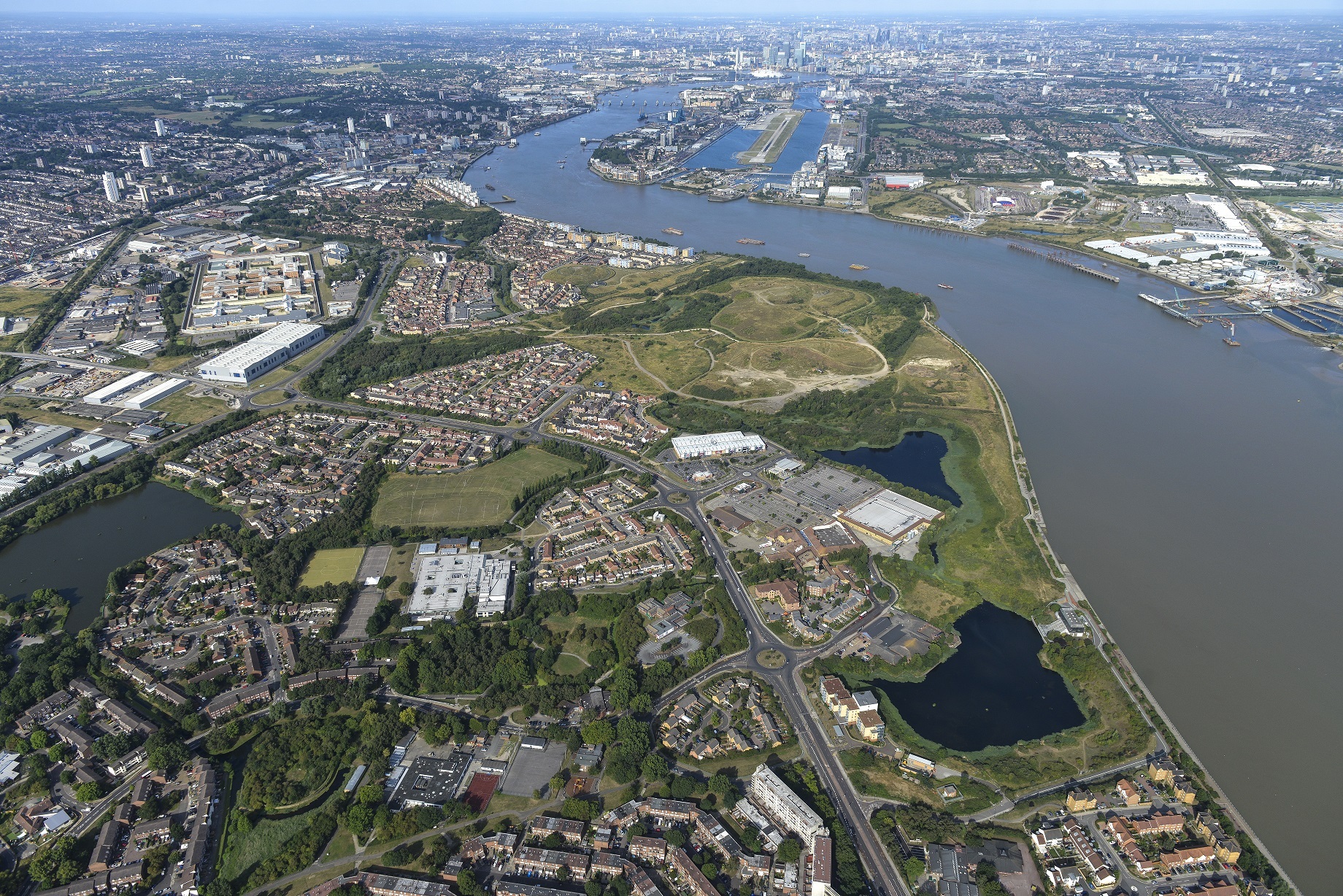 Aerial shot of Thamesmead in southeast London
