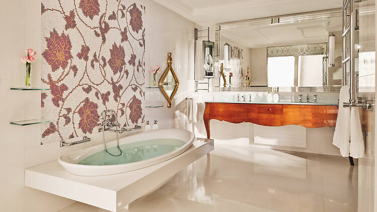 Imperial Suite bathroom at the Hotel Principe di Savoia in Milan, Italy