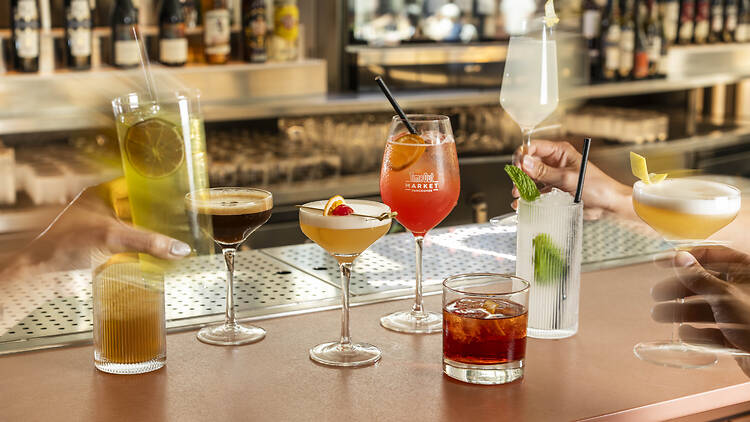 Time Out Market Vancouver A selection of drinks on a bar