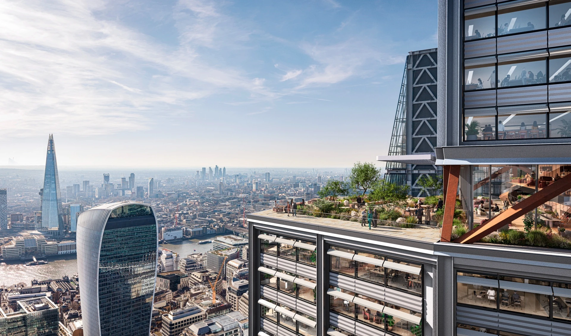 Render of level 48 terrace at One London 