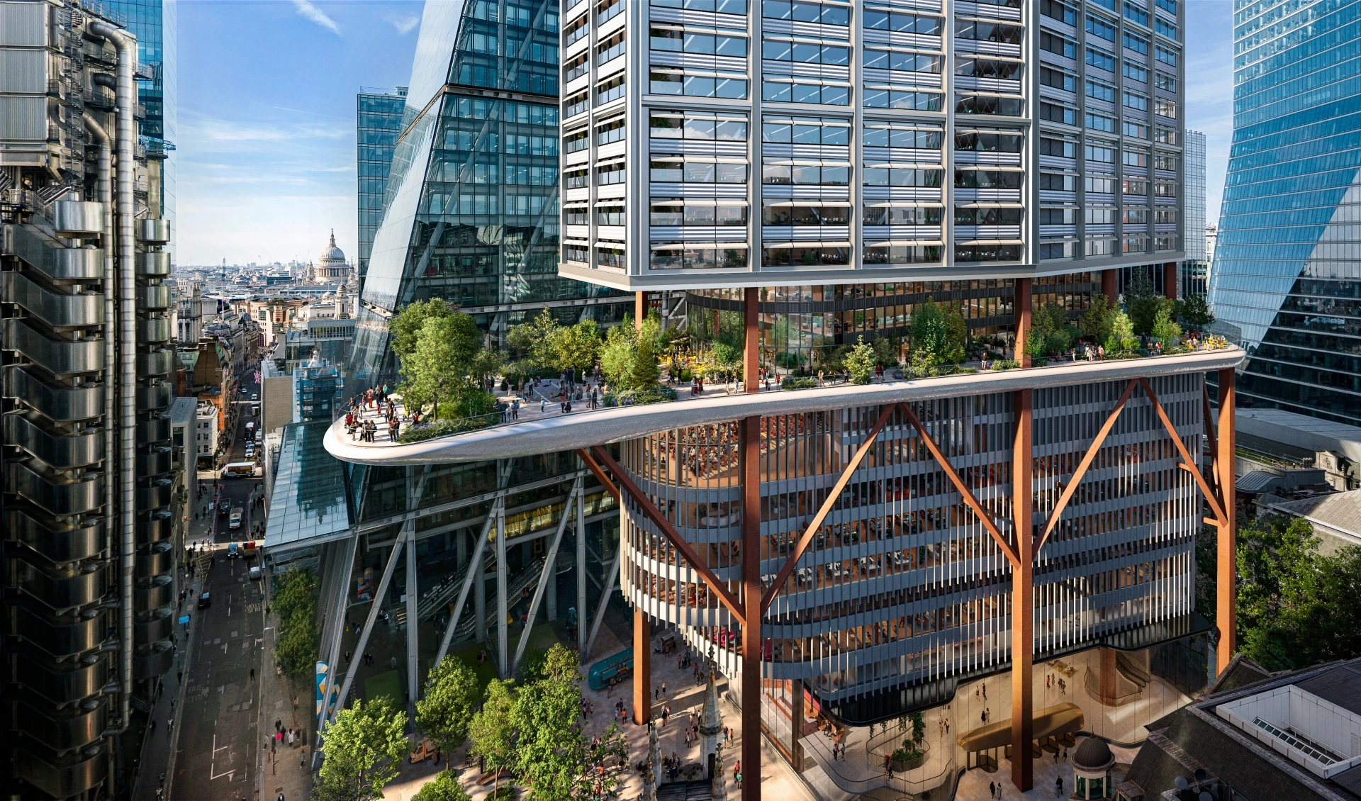 Render of level 11 podium garden at One London 