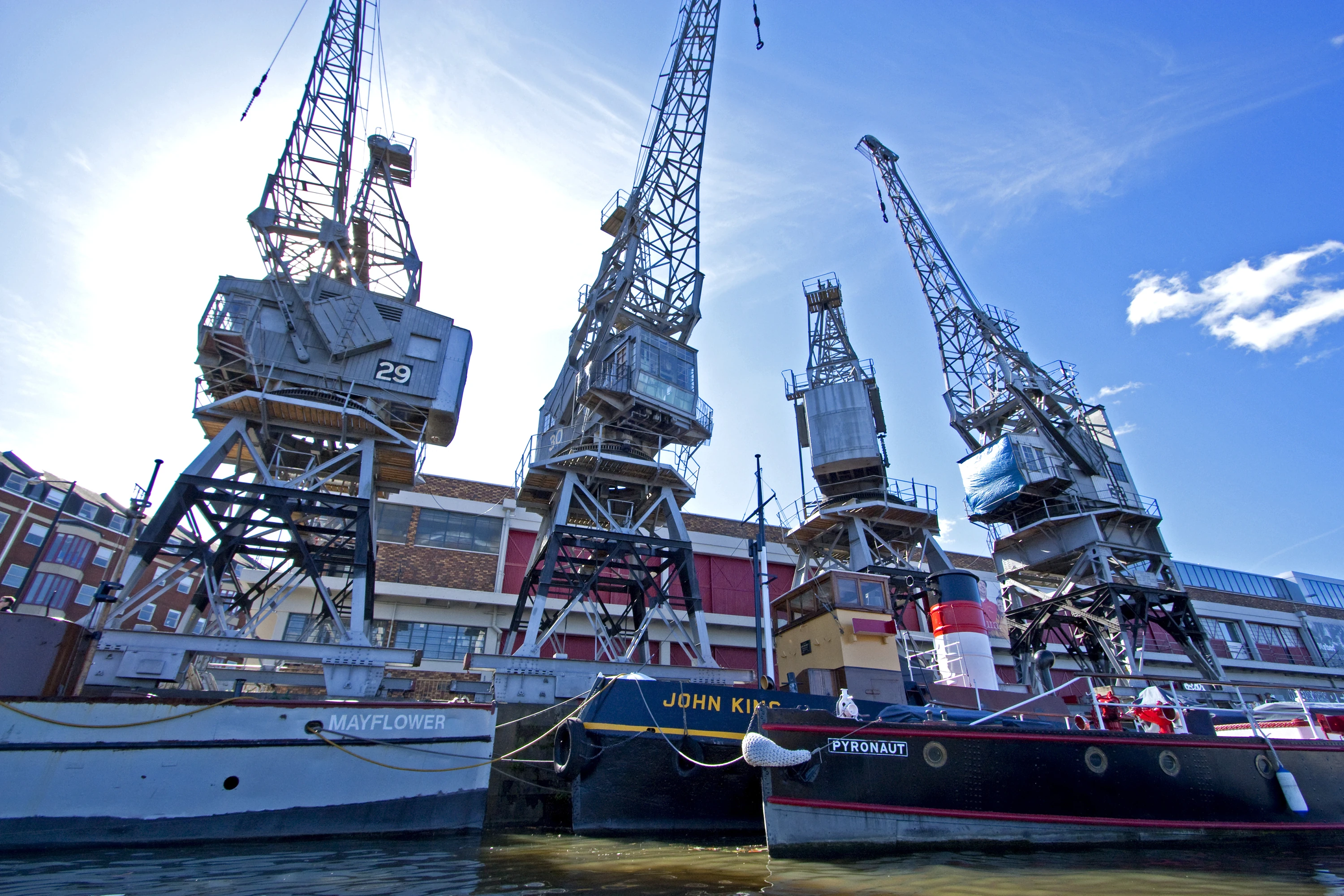 Cranes outside M Shed, museum in Bristol