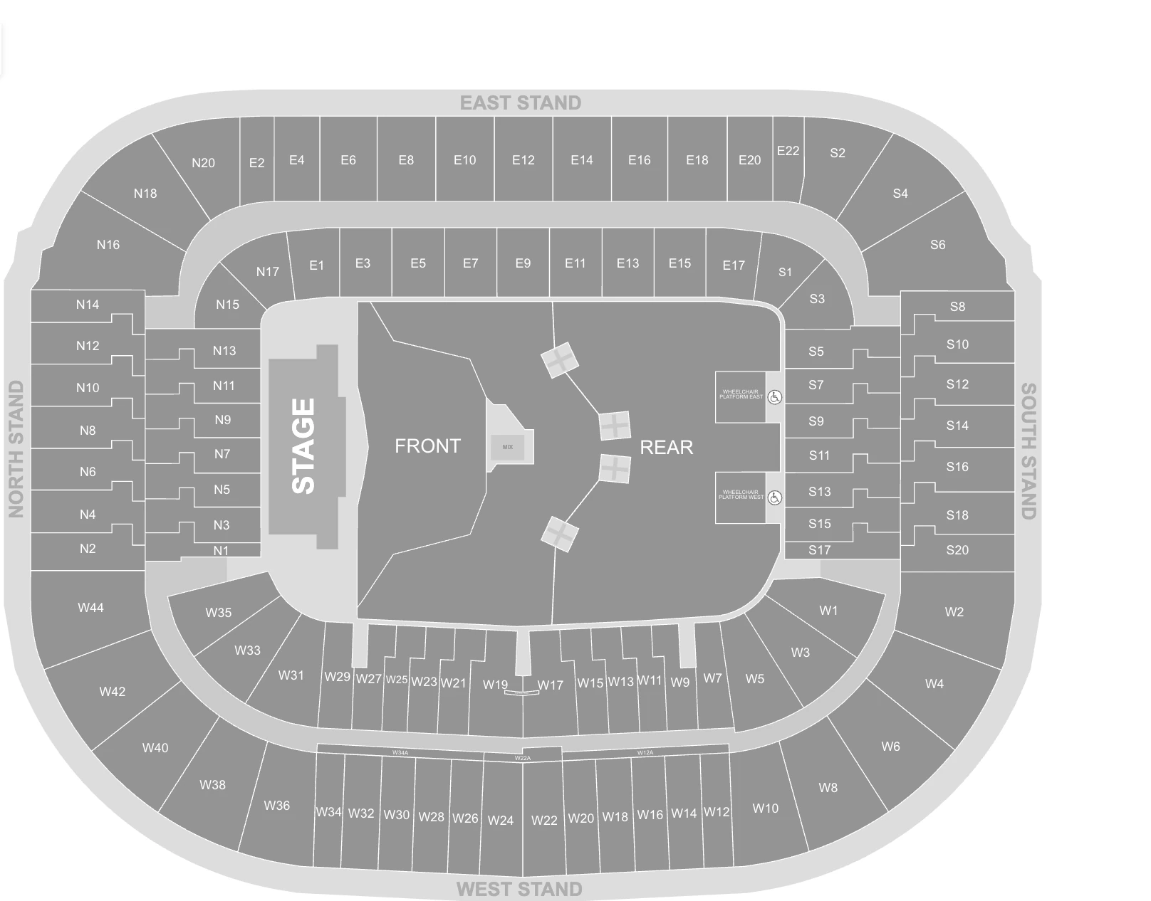 Murrayfield seating map for Zach Bryan