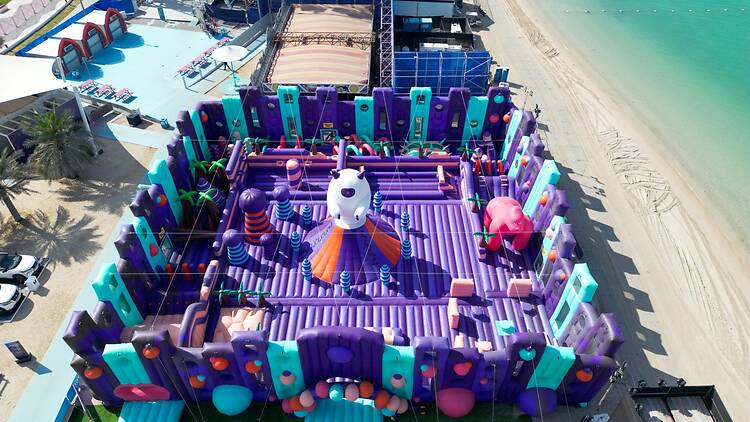 Drone shot of Mega Bounce in Dubai Drone shot of Mega Bounce in Dubai