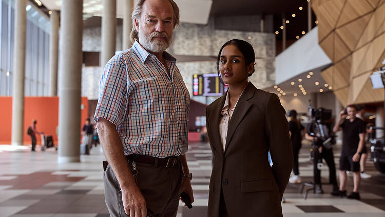 The Airport Chaplain Huge Weaving and Shabana Azeez in 'The Airport Chaplain'.