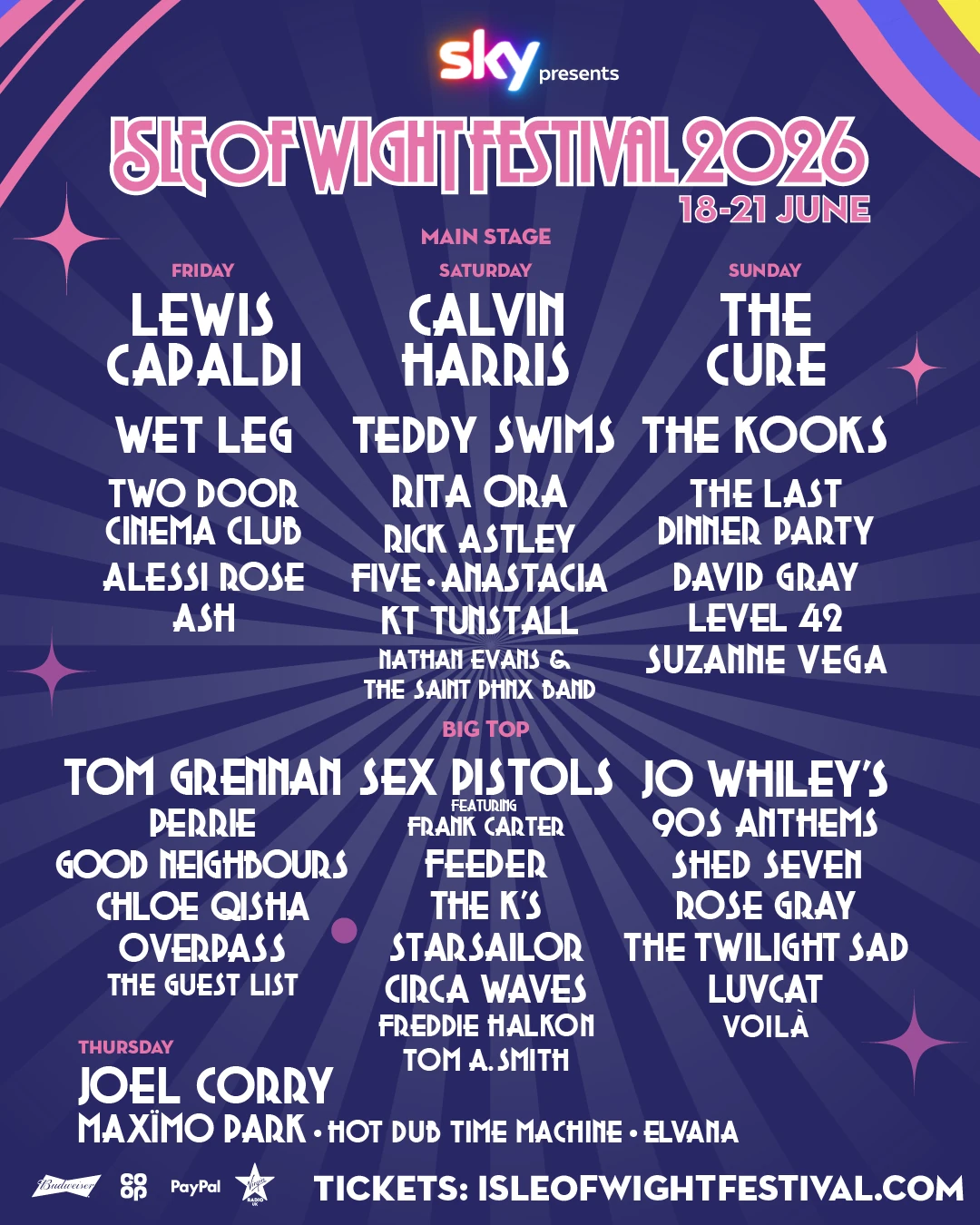 Isle of Wight Festival 2026 lineup
