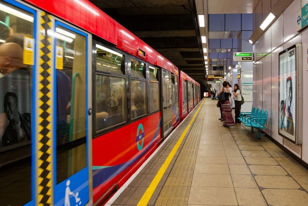 DLR train at Cutty Sark station