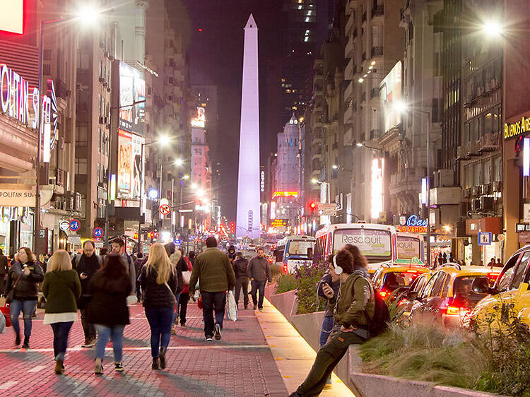 Theater and Classic Pizza on Corrientes Avenue Theater and Classic Pizza on Corrientes Avenue