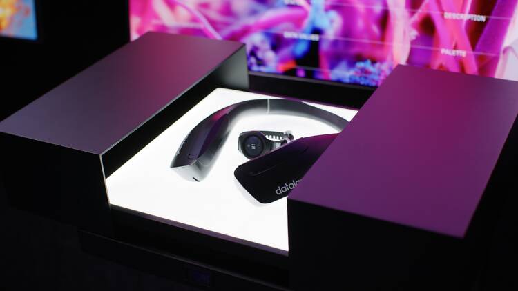A scent device and Empatica watch at Dataland