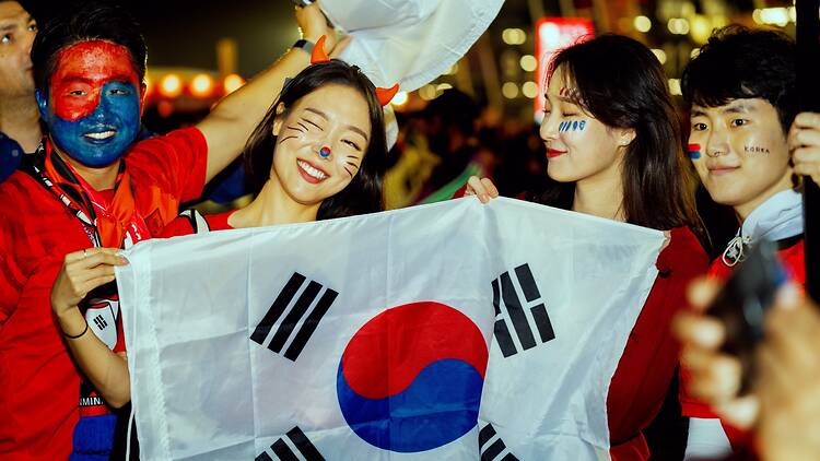 South,Korean,Football,Fans,In,Qatar,2022,World,Cup,05-12-2022-doha South Korean football fans in at the 2022 World Cup