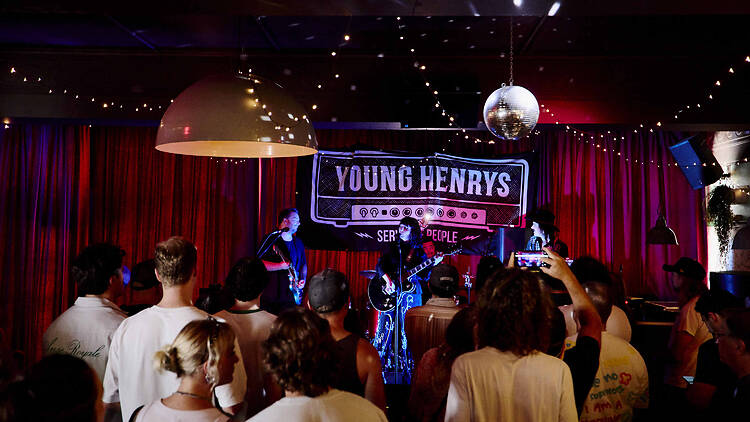 Musicians at Young Henry's People listening to Music gig at Young Henry's