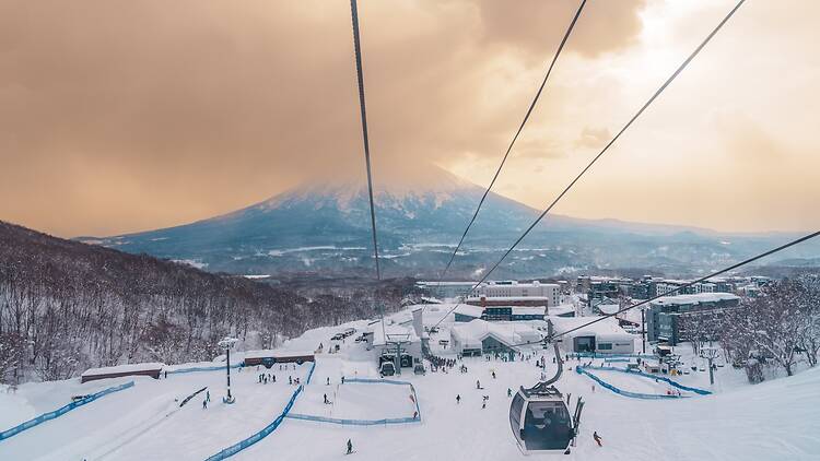 Yotei Mountain, Niseko Beautiful Yotei Mountain with Snow in winter season at Niseko. landmark and popular for Ski and Snowboarding tourists attractions in Hokkaido, Japan. Niseko, Japan, 6 February 2023