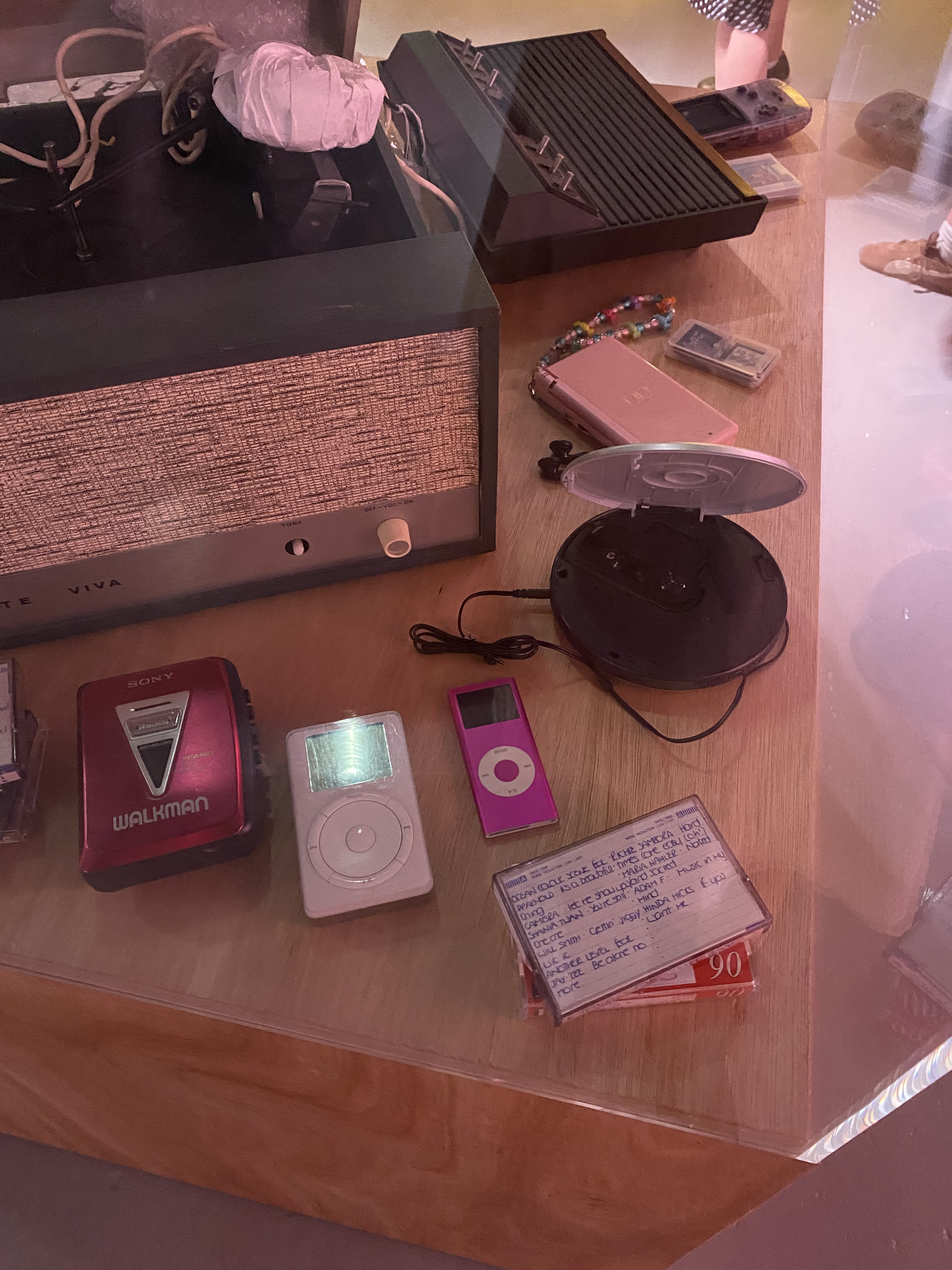 Old iPods and Walkmans are displayed at the MOYC