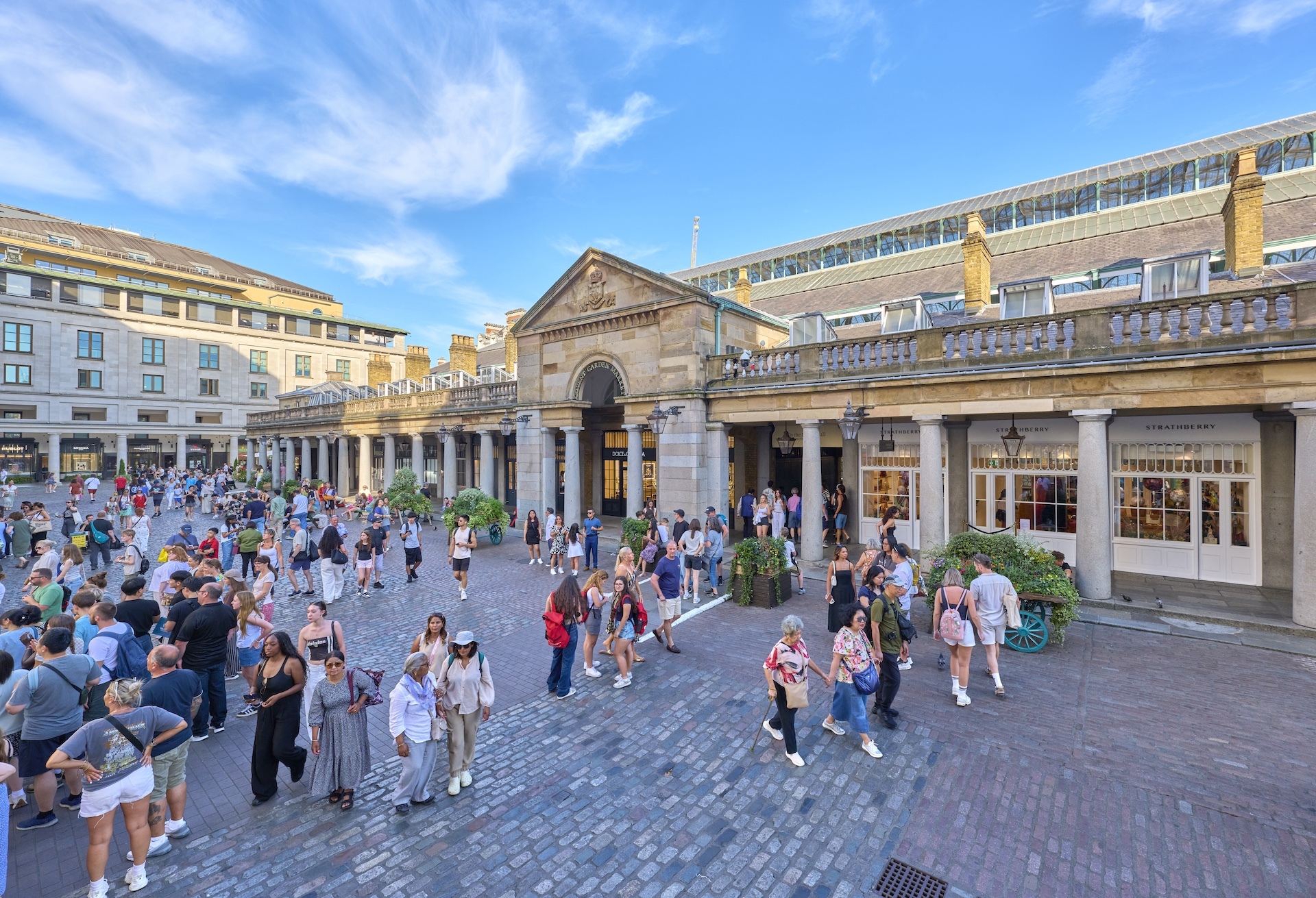 Crowds outside Covent Garden market