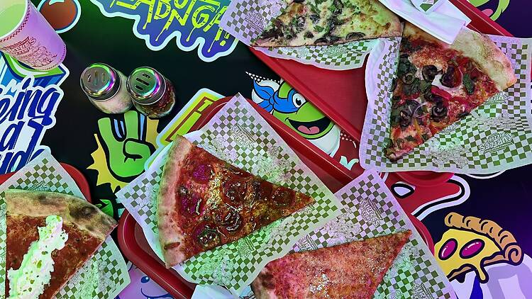 Teenage Mutant Ninja Turtles Pizzeria Slices at the new Teenage Mutant Ninja Turtles Pizzeria.