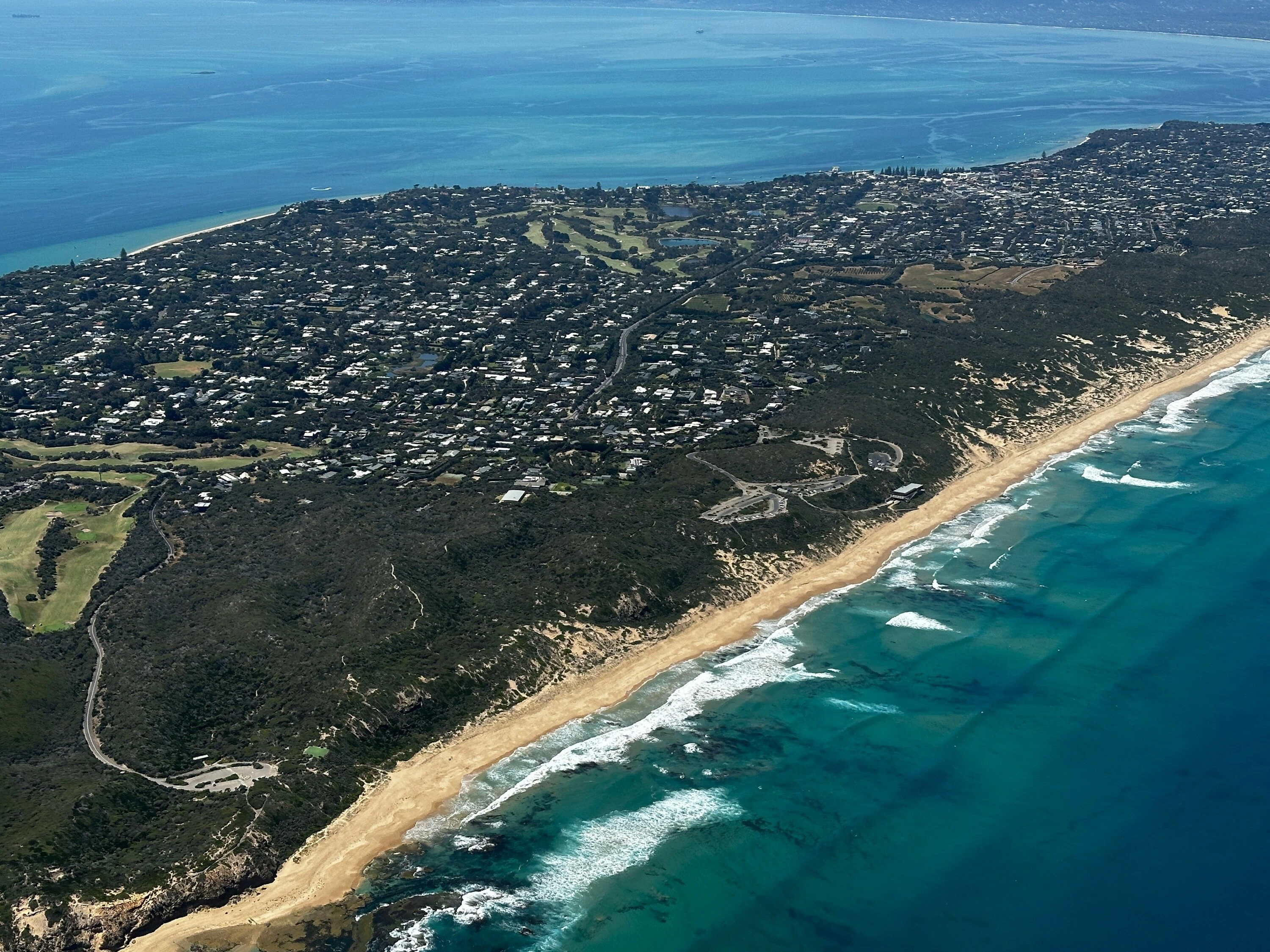 Aerial of beachside suburb