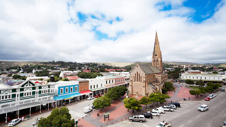 Makhanda (Grahamstown), South Africa overhead view of Grahamstown, South Africa
