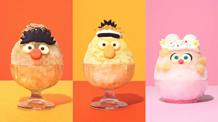 Sesame Street character kakigori shaved ice dessert